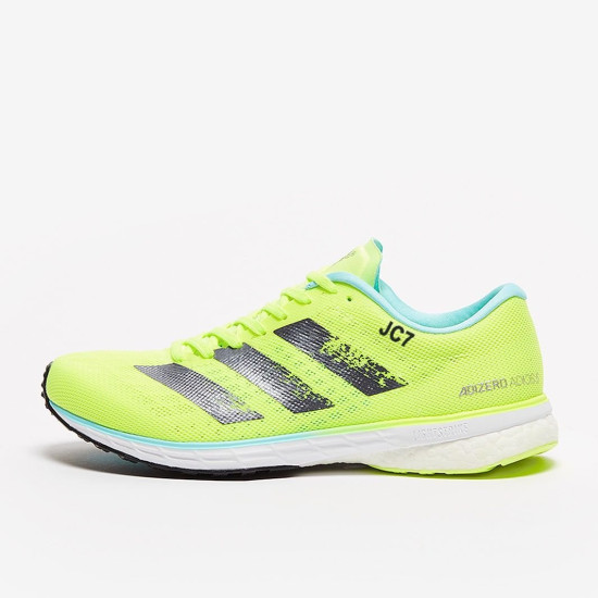 Sepatu Lari Womens Adidas Adizero Adios 5 Hi Res Yellow Crew Navy Clear Aqua H68736