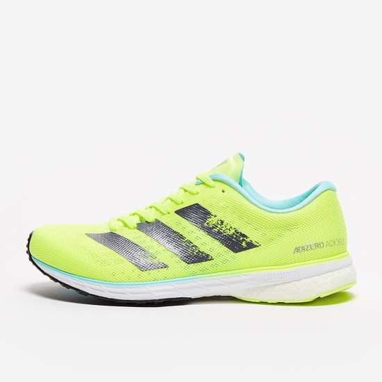 Sepatu Lari Womens Adidas Adizero Adios 5 Hi Res Yellow Crew Navy Clear  Aqua H68736