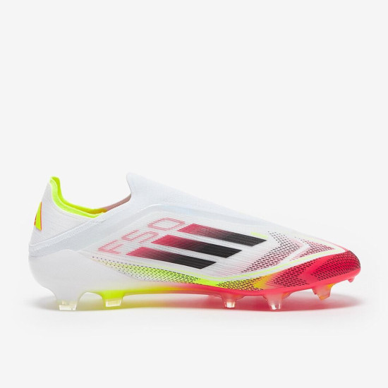 Sepatu Bola Adidas F50 Elite Laceless FG White Black Solar Yellow IE1214