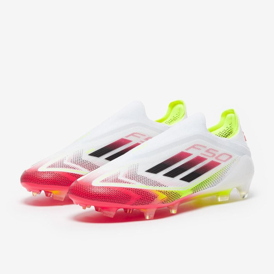 Sepatu Bola Adidas F50 Elite Laceless FG White Black Solar Yellow IE1214