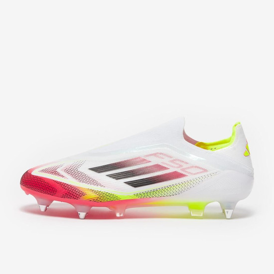 Sepatu Bola Adidas F50 Elite Laceless SG White Black Solar Yellow IE1279