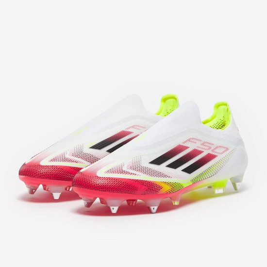 Sepatu Bola Adidas F50 Elite Laceless SG White Black Solar Yellow IE1279