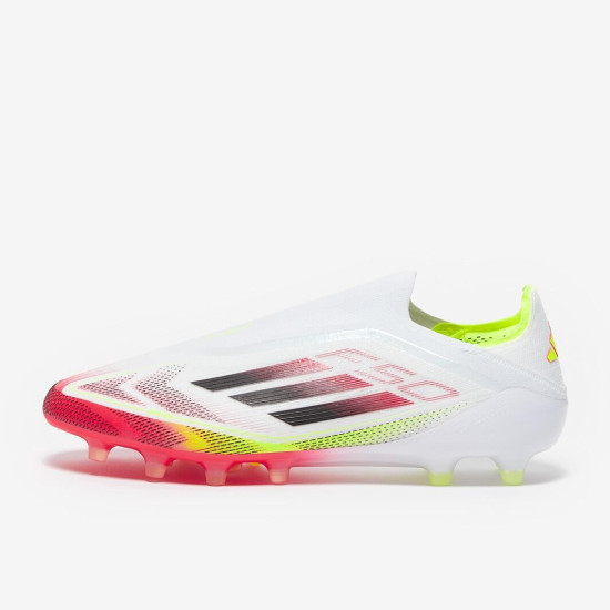 Sepatu Bola Aadidas F50 Elite Laceless AG White Black Solar Yellow JI2839