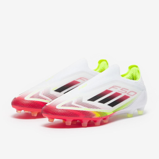 Sepatu Bola Aadidas F50 Elite Laceless AG White Black Solar Yellow JI2839