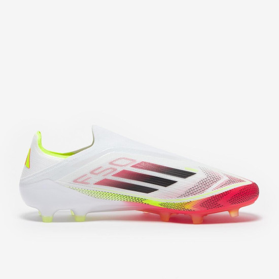 Sepatu Bola Aadidas F50 Elite Laceless AG White Black Solar Yellow JI2839