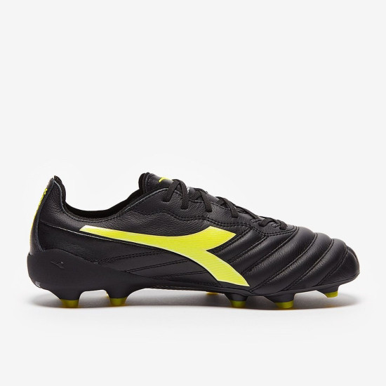 Sepatu Bola Diadora B-Elite Italia Tech FG Black Yellow Fluo 101178799-C0004