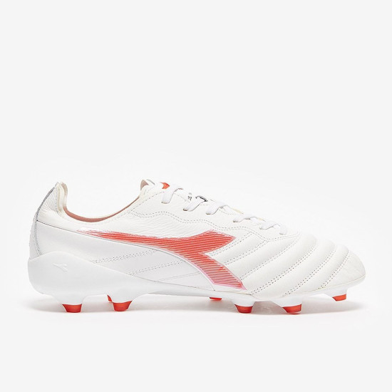 Sepatu Bola Diadora B-Elite Italia Tech FG White Milano Red 101178799-C9981