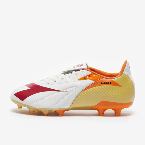 Sepatu Bola Diadora Maximus Elite Made In Italy FG White Chilli Pepper Ruset Orange 101180725-D1022