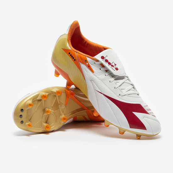 Sepatu Bola Diadora Maximus Elite Made In Italy FG White Chilli Pepper Ruset Orange 101180725-D1022