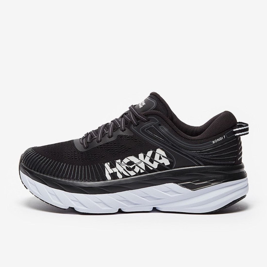 Sepatu Lari Womens Hoka Bondi 7 Black White 1110519-BWHT 