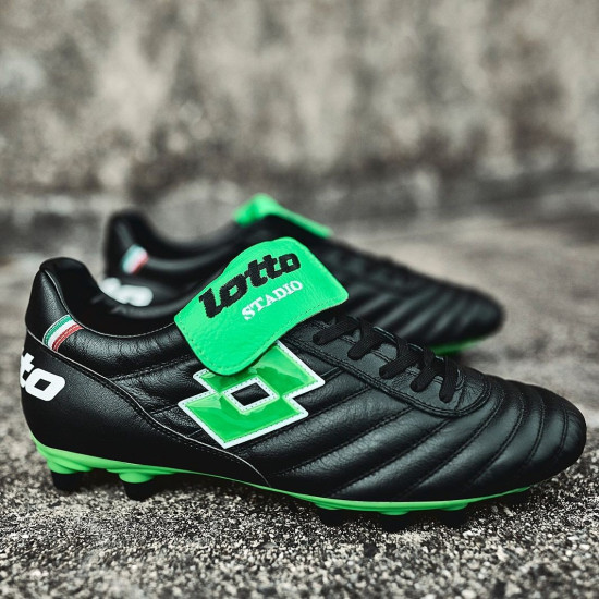 Sepatu Bola Lotto Stadio Made In Italy FG Black Spring Green 215017-1NI