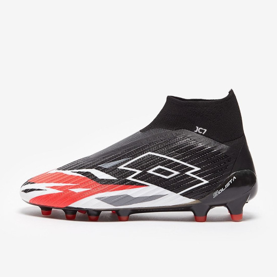 Sepatu Bola Lotto Solista 100 IV Gravity FG All Black White Cliif Red 217844-29V