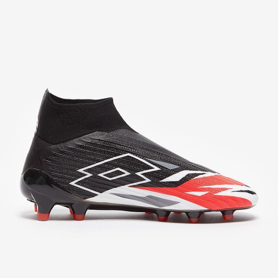 Sepatu Bola Lotto Solista 100 IV Gravity FG All Black White Cliif Red 217844-29V