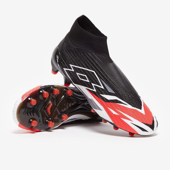 Sepatu Bola Lotto Solista 100 IV Gravity FG All Black White Cliif Red 217844-29V