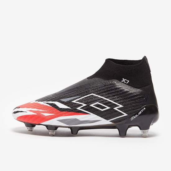 Sepatu Bola Lotto Solista 100 IV Gravity SGX All Black White Cliif Red 217845-29V