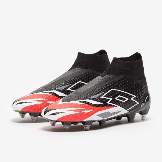 Sepatu Bola Lotto Solista 100 IV Gravity SGX All Black White Cliif Red 217845-29V