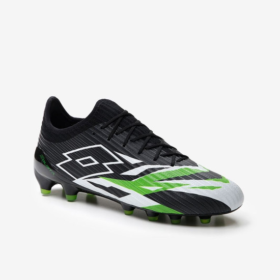 Sepatu Bola Lotto Solista 200 VI FG Black White Spring Green 218130-1I3