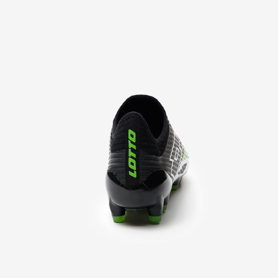 Sepatu Bola Lotto Solista 200 VI FG Black White Spring Green 218130-1I3