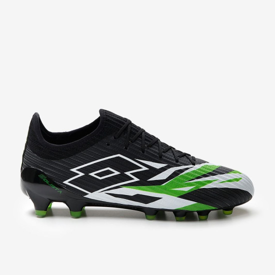 Sepatu Bola Lotto Solista 200 VI FG Black White Spring Green 218130-1I3