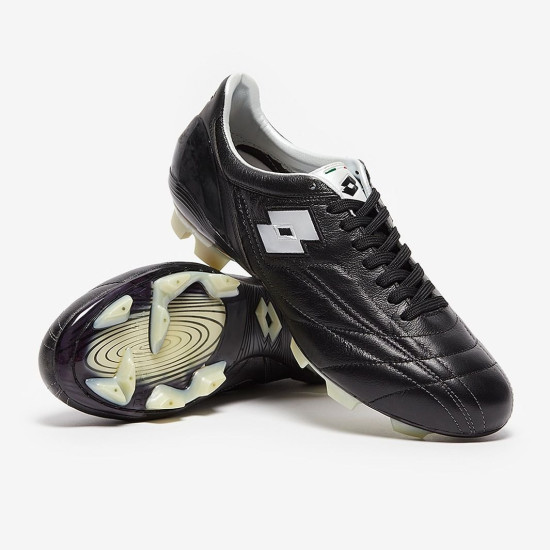 Sepatu Bola Lotto Zhero Leggenda FG All Black Bright White H4811_1CX