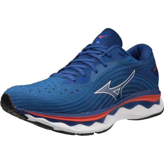 Sepatu Lari Mizuno Wave Sky 6 Turkish Sea White Cherry Tomato J1GC2202 06-8