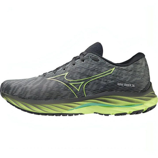 Sepatu Lari Mizuno Wave Rider 26 Ultimate Grey Neon Lime Ebony J1GC2203 10-7