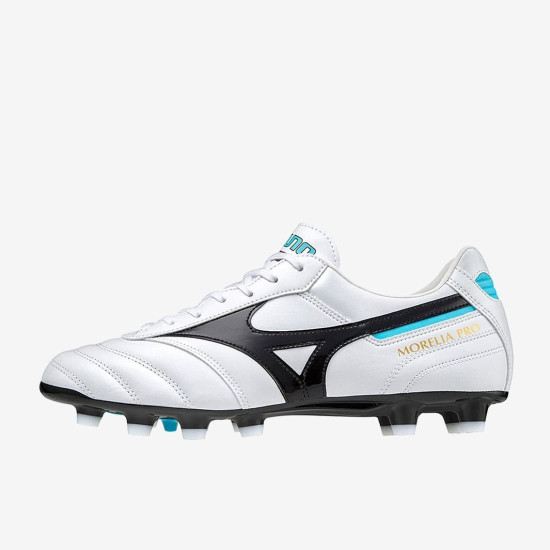 Sepatu Bola Mizuno Morelia II Pro FG White Black Blue Atoll P1GA2213-09