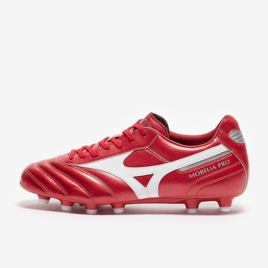 Sepatu Bola Mizuno Morelia II Pro FG High Risk Red White Silver P1GA2213-60