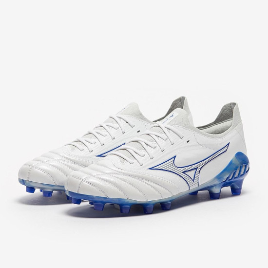 Sepatu Bola Mizuno Morelia Neo III ß Japan FG White Reflex Blue Cool Gray P1GA2290-25