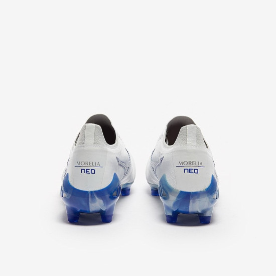 Sepatu Bola Mizuno Morelia Neo III ß Japan FG White Reflex Blue Cool Gray P1GA2290-25