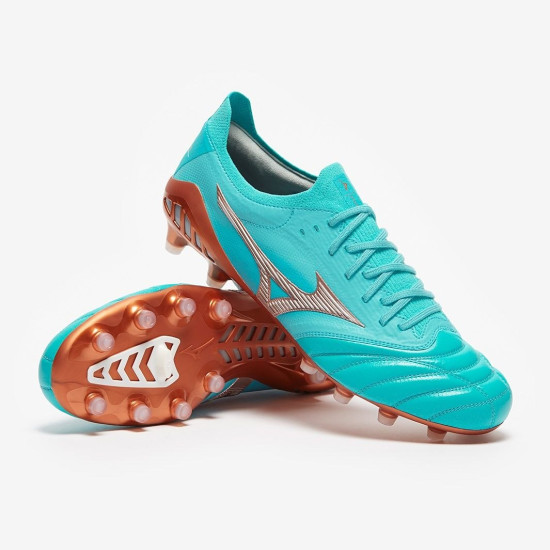 Sepatu Bola Mizuno Morelia Neo III Beta Made In Japan FG Blue Curacao Galaxy Silver Blue Curacao P1GA2390-25