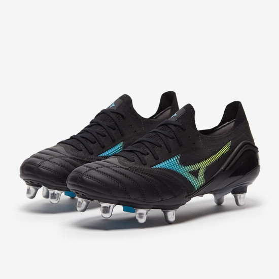 Sepatu Bola Mizuno Morelia Neo 3 ß Elite SG Mix Black Blue Atoll P1GC2092-18