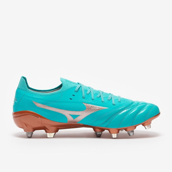 Sepatu Bola Mizuno Morelia Neo III Beta Elite SG Mix Blue Curacao Galaxy Silver P1GC2391-25