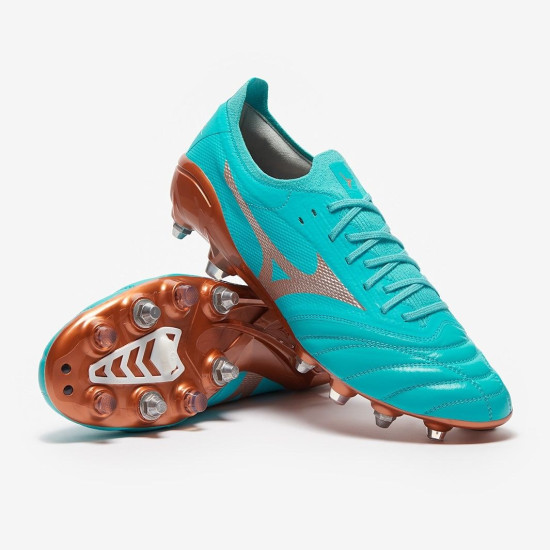 Sepatu Bola Mizuno Morelia Neo III Beta Elite SG Mix Blue Curacao Galaxy Silver P1GC2391-25