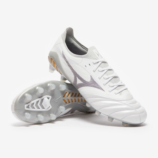 Sepatu Bola Mizuno Morelia Neo III Beta Elite FG White Grey P1GA2391-04