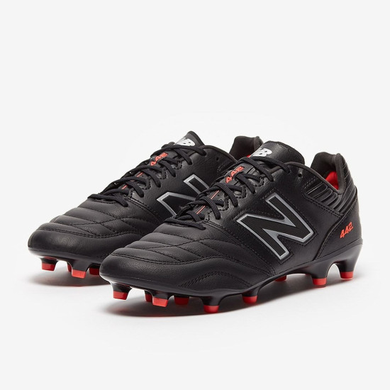 Sepatu Bola New Balance 442 V2 Pro FG Black Silver MS41FBK2