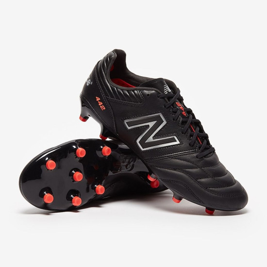 Sepatu Bola New Balance 442 V2 Pro FG Black Silver MS41FBK2