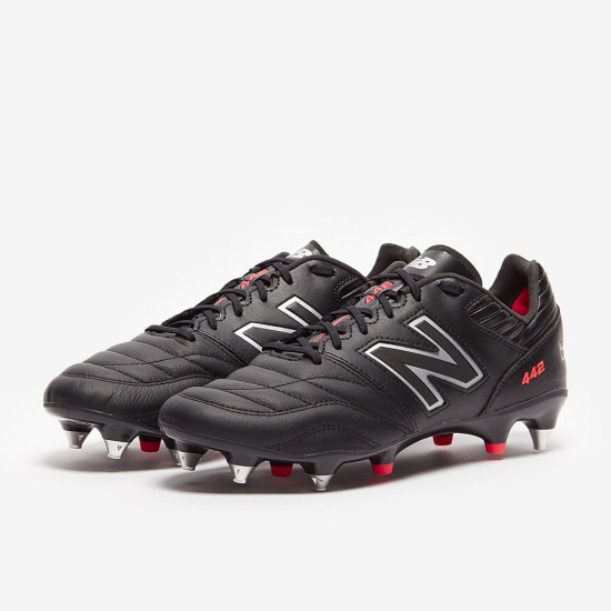 Sepatu Bola New Balance 442 V2 Pro SG Black Silver MS41SBK2