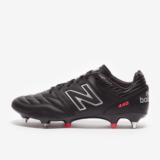 Sepatu Bola New Balance 442 V2 Pro SG Black Silver MS41SBK2