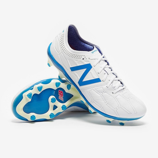 Sepatu Bola New Balance Visaro 2.0 K-Leather FG White Bolt MSVRKFWL