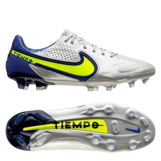 Sepatu Bola Nike Tiempo Legend 9 Elite FG Recharge Grey Fog Volt Sapphire CZ8482-075