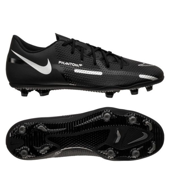 Sepatu Bola Nike Phantom GT 2 Club MG Shadow Black Metallic Silver Dark Grey DA5640-007