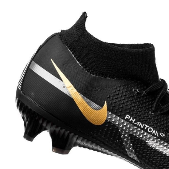 Sepatu Bola Nike Phantom GT 2 Pro DF FG Shadow Black Metallic Dark Grey Metallic Gold DC0759-007