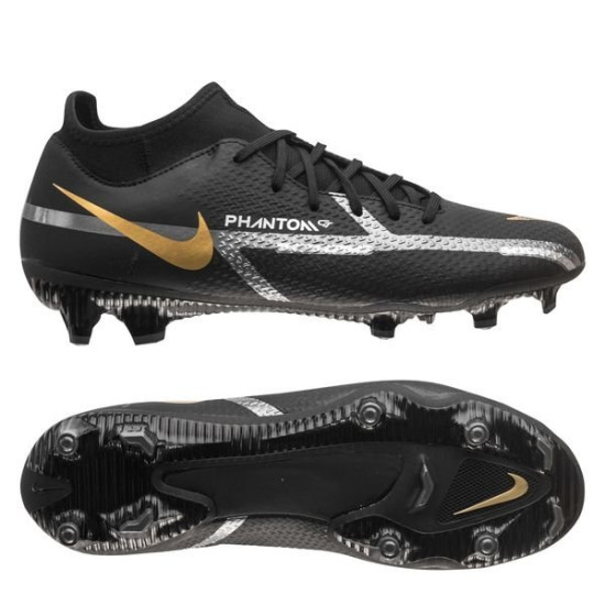 Sepatu Bola Nike Phantom GT 2 Academy DF MG Shadow Black Metallic Dark Grey Metallic Gold DC0797-007