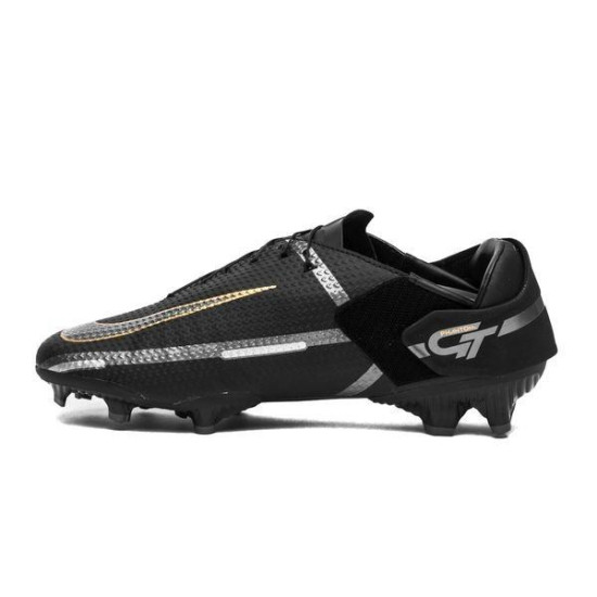 Sepatu Bola Nike Phantom GT 2 Academy FlyEase MG Shadow Black Metallic Dark Grey Metallic Gold DH9638-007