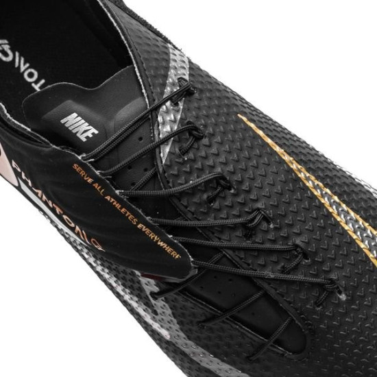 Sepatu Bola Nike Phantom GT 2 Academy FlyEase MG Shadow Black Metallic Dark Grey Metallic Gold DH9638-007