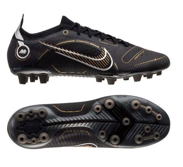 Sepatu Bola Nike Mercurial Vapor 14 Elite AG PRO Shadow Black Metallic Gold  Metallic Silver DJ2833-007