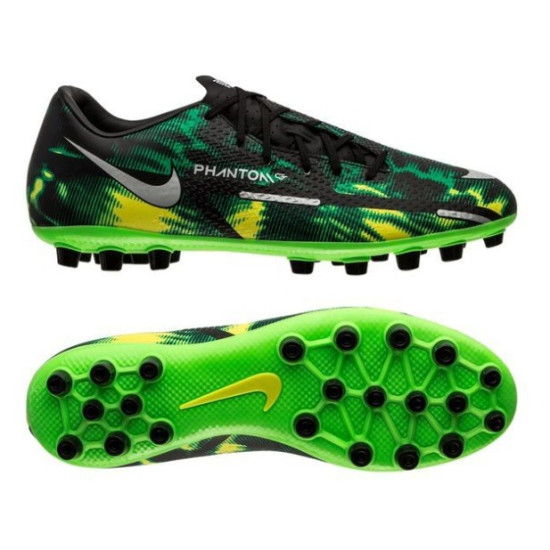 Sepatu Bola Nike Phantom GT 2 Academy AG Shockwave Black Metallic Platinum Green Strike DM0718-003