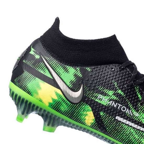 Sepatu Bola Nike Phantom GT 2 Elite DF FG Shockwave Black Metallic Platinum Green Strike DM0731-003