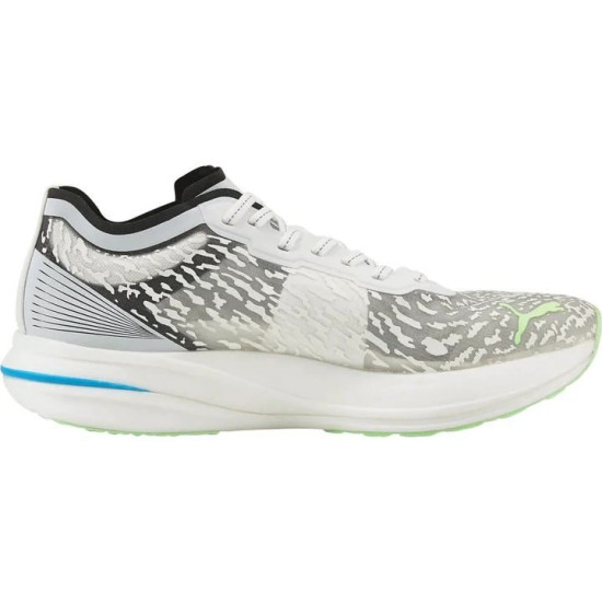 Sepatu Lari Puma Deviate Nitro Elite Racer Puma White Ocean Dive Fizzy Lime 376538 01-6